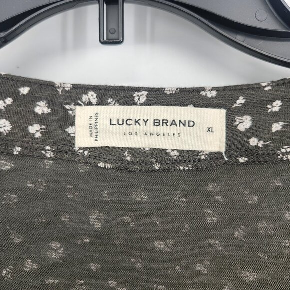 Lucky Brand Women's Floral Print V Neck Long Sleeve Wrap Top Black Size XL NWT - Picture 6 of 7